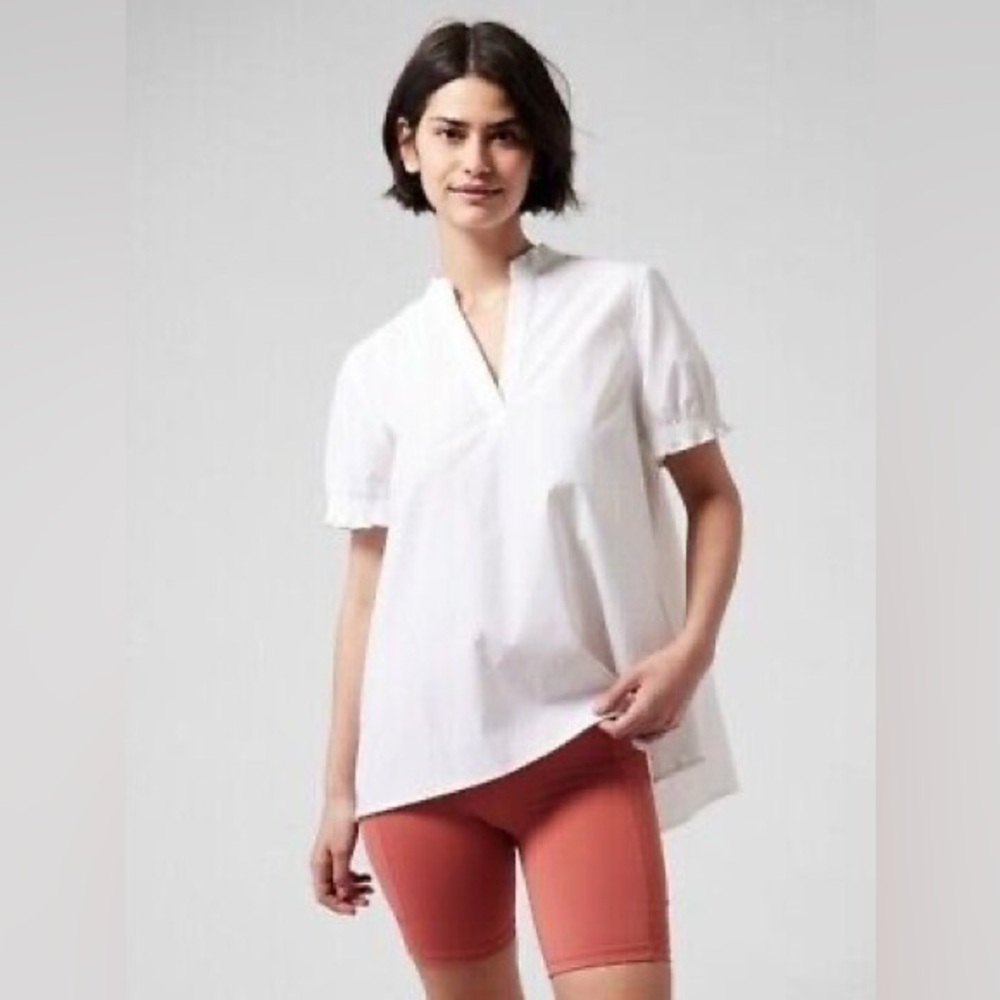 Athleta Levitate Poplin Top (White)